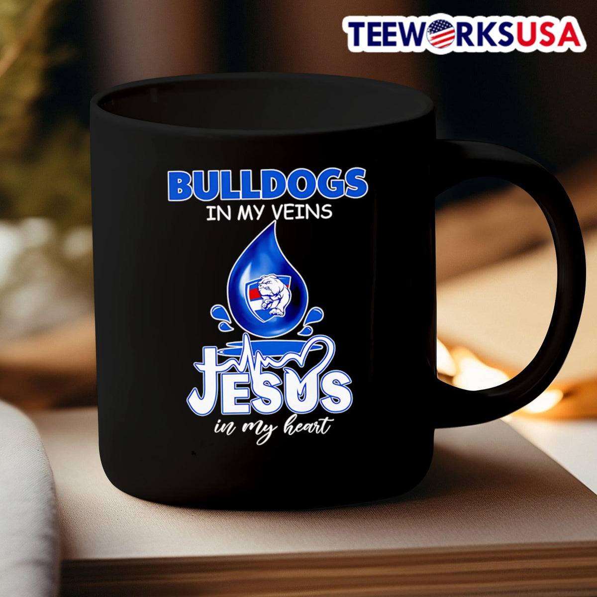 Western Bulldogs in my veins Jesus heart drop blood - Adult & Kids T-Shirts, Sweatshirts & Hoodies apparel design preview 3