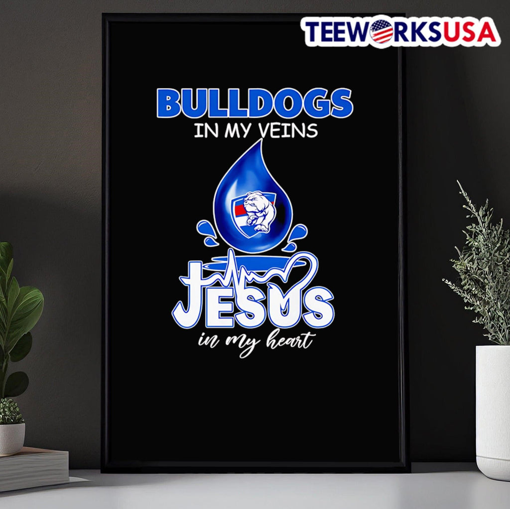 Western Bulldogs in my veins Jesus heart drop blood - Adult & Kids T-Shirts, Sweatshirts & Hoodies apparel design preview 5