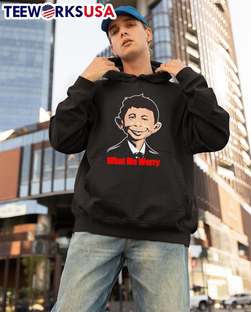 What Me Worry Alfred E. Neuman Mad Magazine - Adult & Kids T-Shirts, Sweatshirts & Hoodies apparel design preview 3