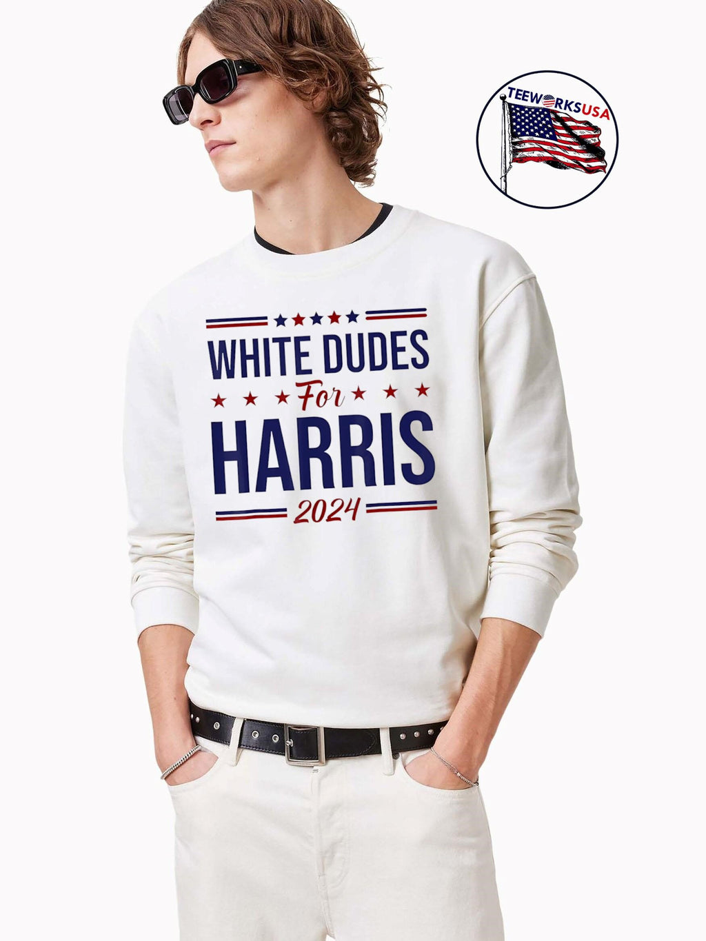 White Dudes For Harris 2024 - Adult & Kids T-Shirts, Sweatshirts & Hoodies apparel design preview 3