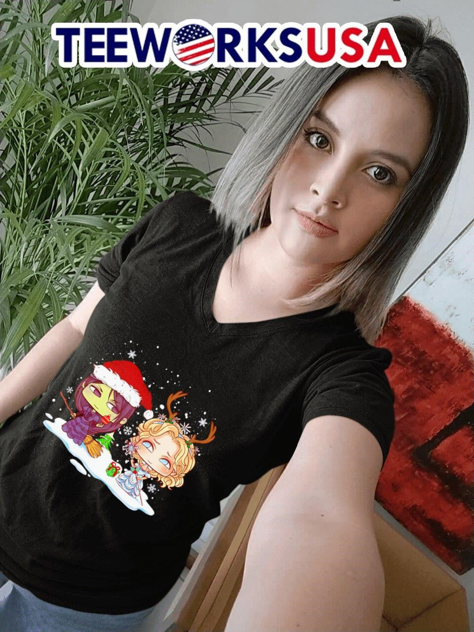 Wicked Elphaba and Glinda chibi Christmas - Adult & Kids T-Shirts, Sweatshirts & Hoodies apparel design preview 7
