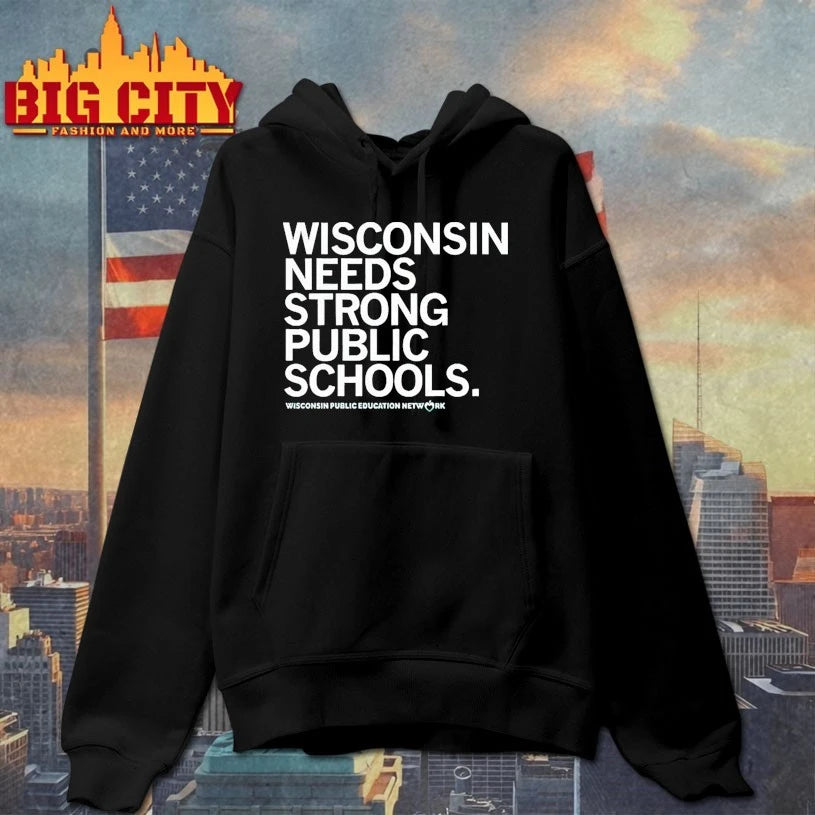 Wisconsin Needs Strong Public Schools - Adult & Kids T-Shirts, Sweatshirts & Hoodies apparel design preview 2