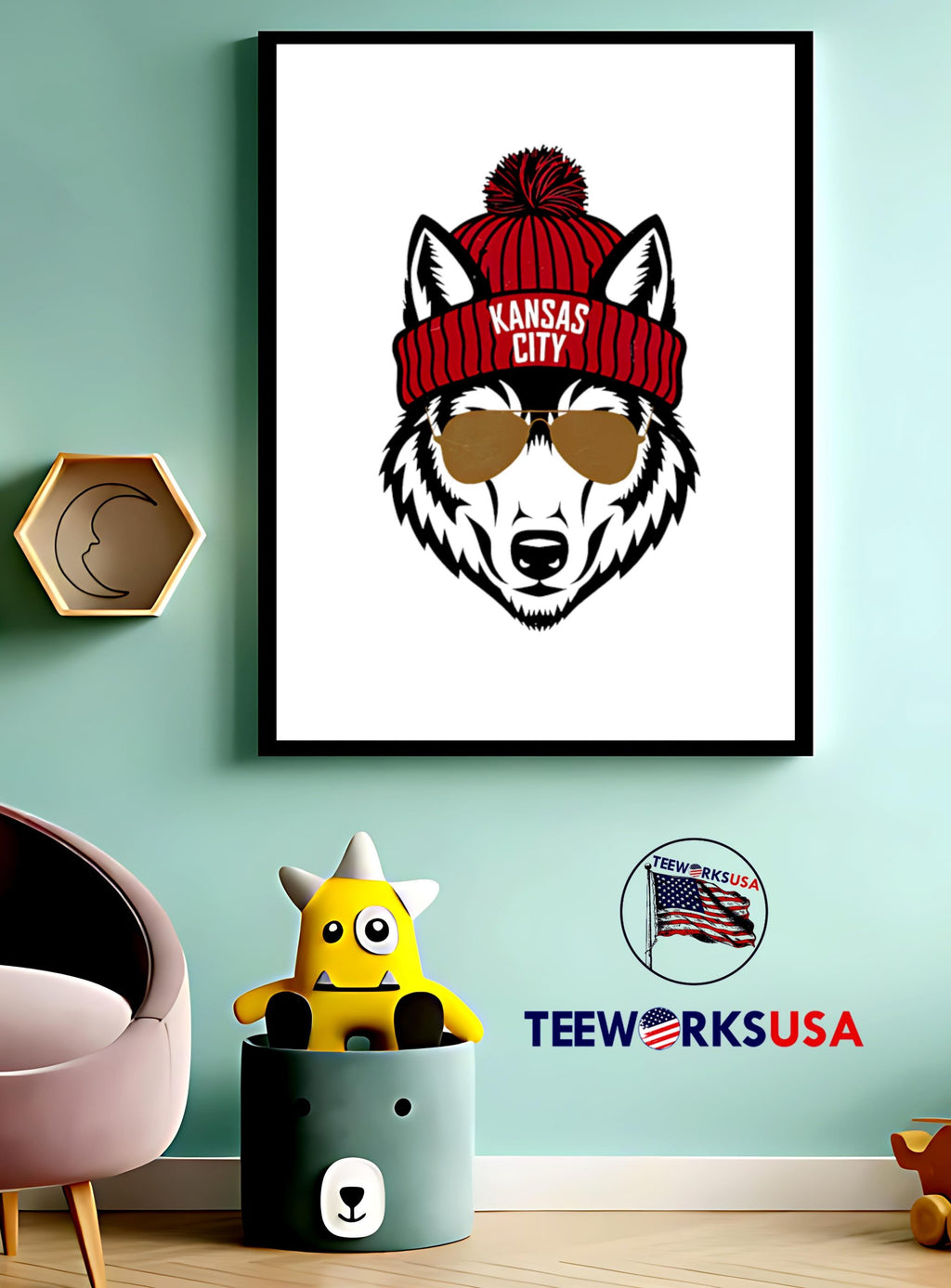 Wolf Mascot beanie Kansas City Chiefs - Adult & Kids T-Shirts, Sweatshirts & Hoodies apparel design preview 4