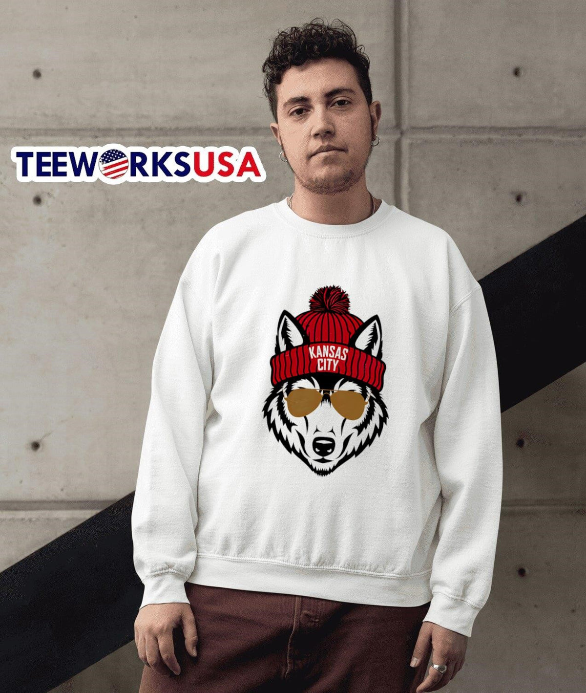 Wolf Mascot beanie Kansas City Chiefs - Adult & Kids T-Shirts, Sweatshirts & Hoodies apparel design preview 5