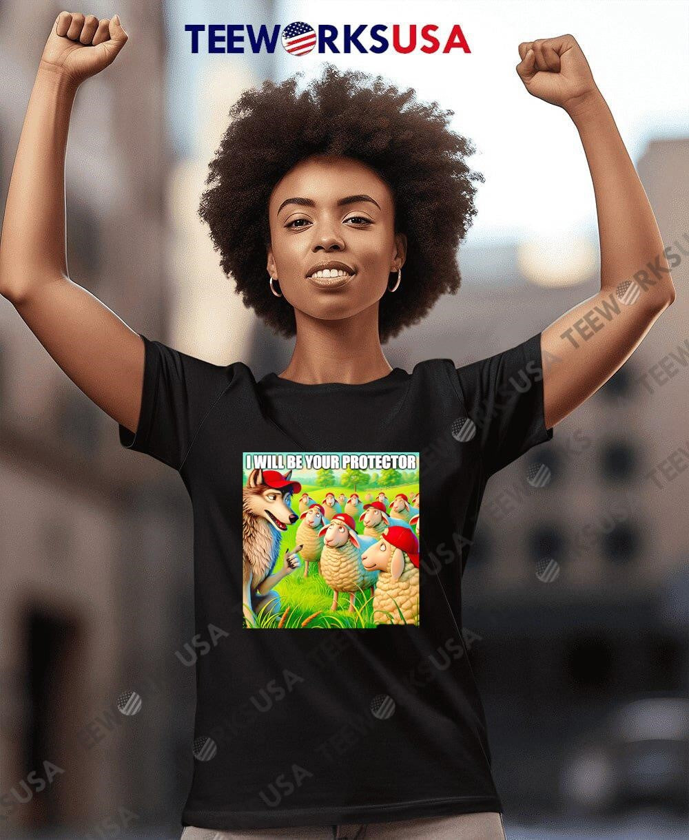Wolf and Sheep I will be your protector - Adult & Kids T-Shirts, Sweatshirts & Hoodies apparel design preview 4