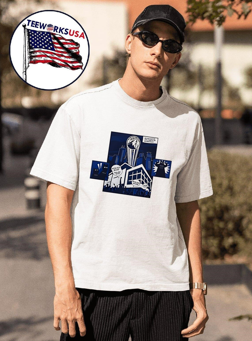 Wolves Back Meanwhile In The Streets Of Minneapolis - Adult & Kids T-Shirts, Sweatshirts & Hoodies apparel design preview 1