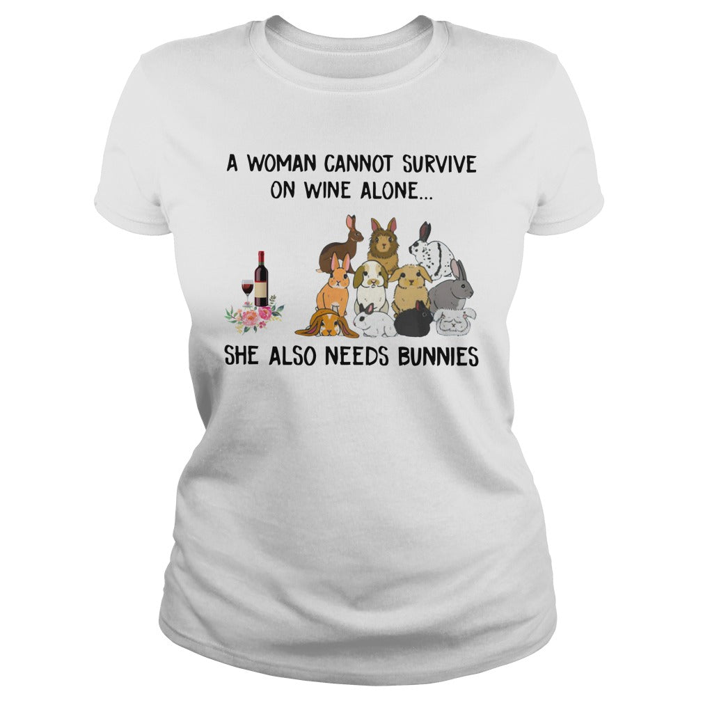 Woman Cannot Survive Wine Alone She Also Needs - Adult & Kids T-Shirts, Sweatshirts & Hoodies apparel design preview 2