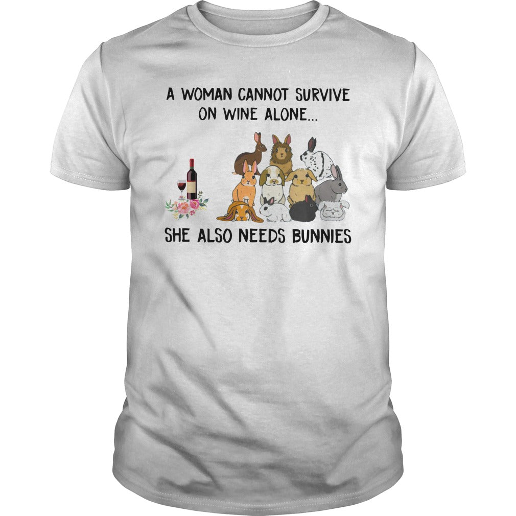 Woman Cannot Survive Wine Alone She Also Needs - Adult & Kids T-Shirts, Sweatshirts & Hoodies apparel design preview 1