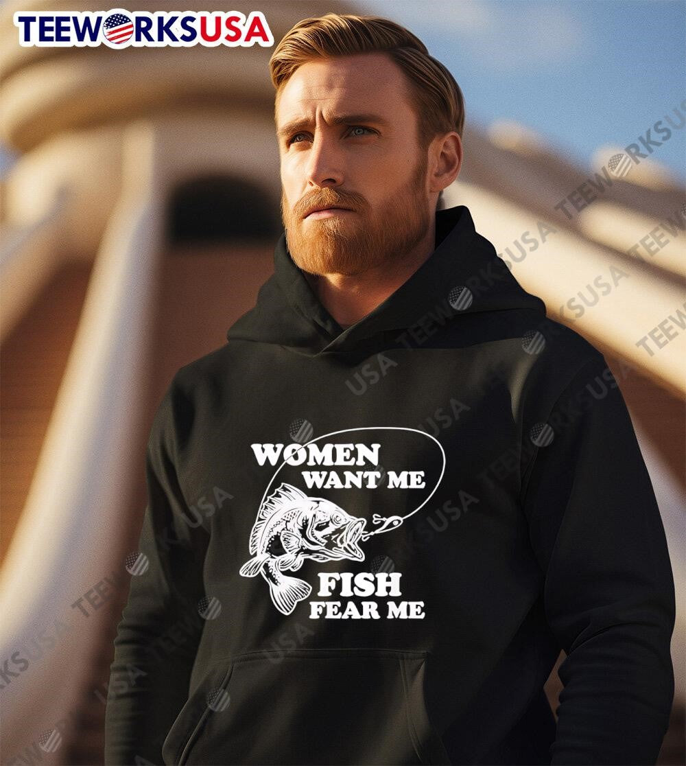 Woman Want Me Fish Fear - Adult & Kids T-Shirts, Sweatshirts & Hoodies apparel design preview 3
