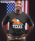 Woodstock and Snoopy driving Texas Longhorns car - Adult & Kids T-Shirts, Sweatshirts & Hoodies apparel design preview 1