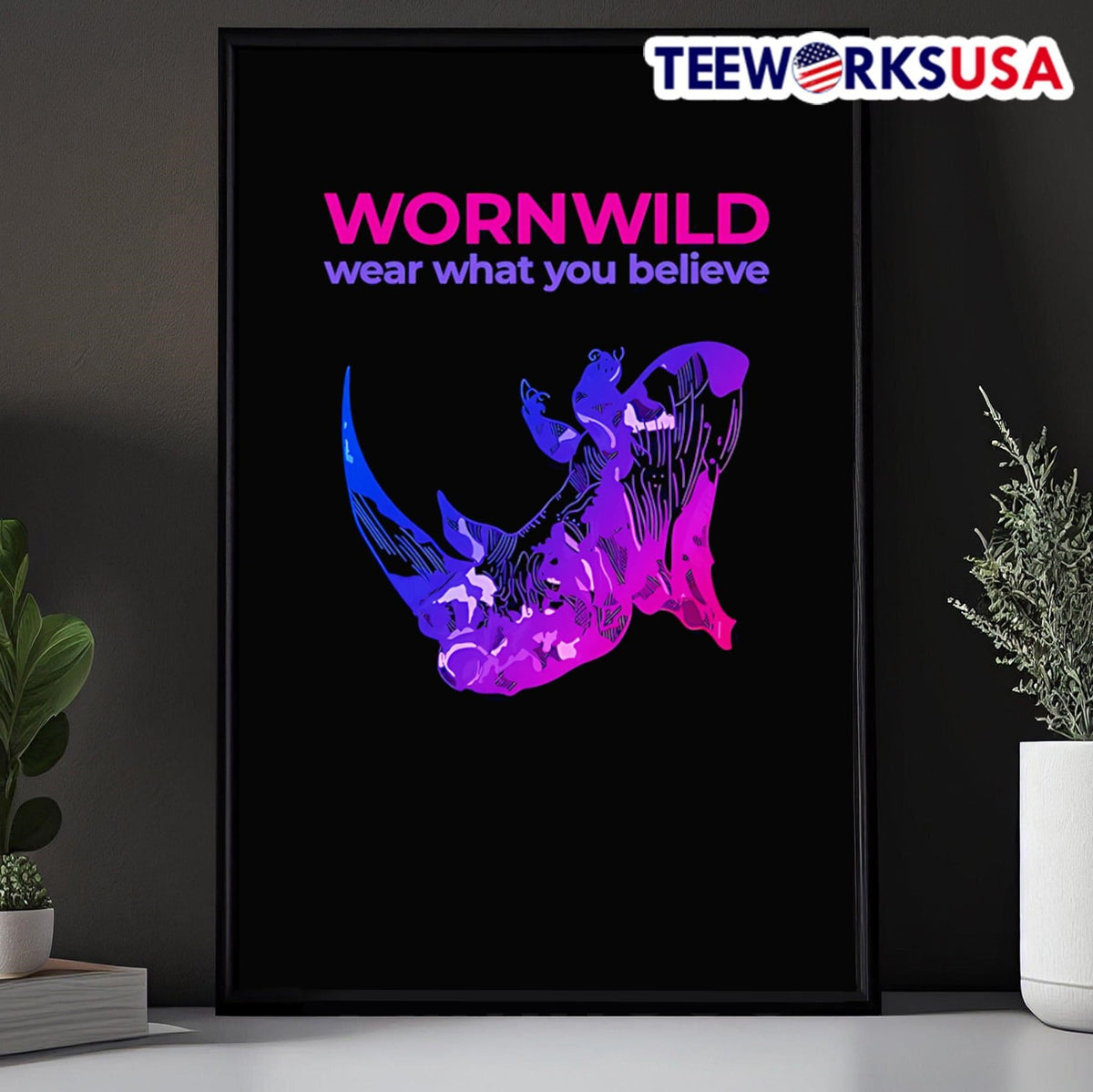 Worn Wild Wear What You Believe Rhino - Adult & Kids T-Shirts, Sweatshirts & Hoodies apparel design preview 5