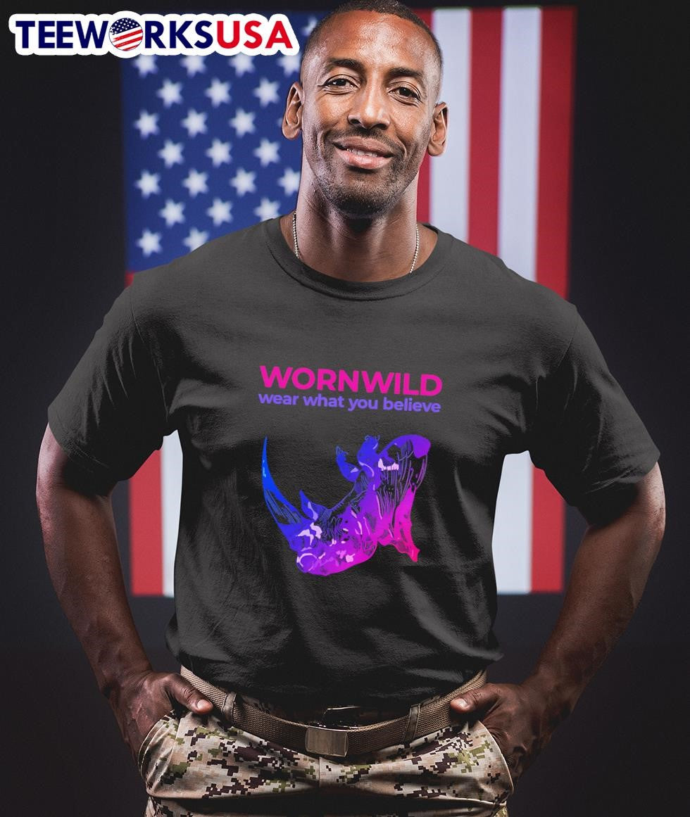 Worn Wild Wear What You Believe Rhino - Adult & Kids T-Shirts, Sweatshirts & Hoodies apparel design preview 1