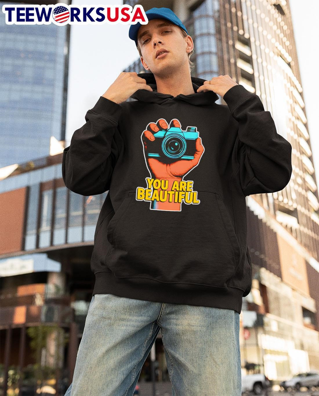 You Are Beautiful camera grip - Adult & Kids T-Shirts, Sweatshirts & Hoodies apparel design preview 3