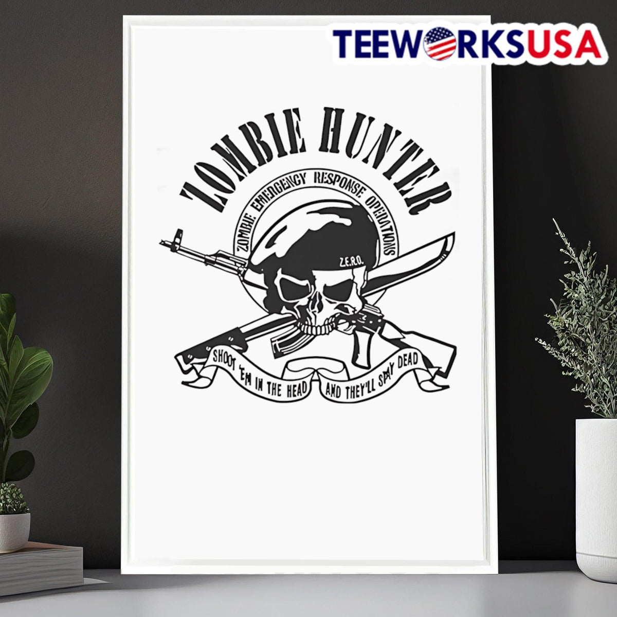 Zombie hunter shoot em in the head and they'll dead - Adult & Kids T-Shirts, Sweatshirts & Hoodies apparel design preview 6