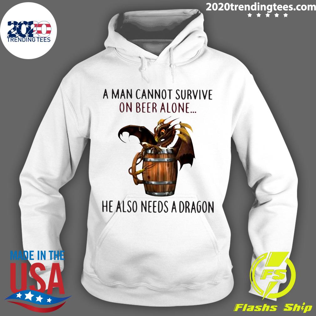 A Man Cannot Survive On Beer Alone He Also Needs - Adult & Kids T-Shirts, Sweatshirts & Hoodies apparel design preview 2