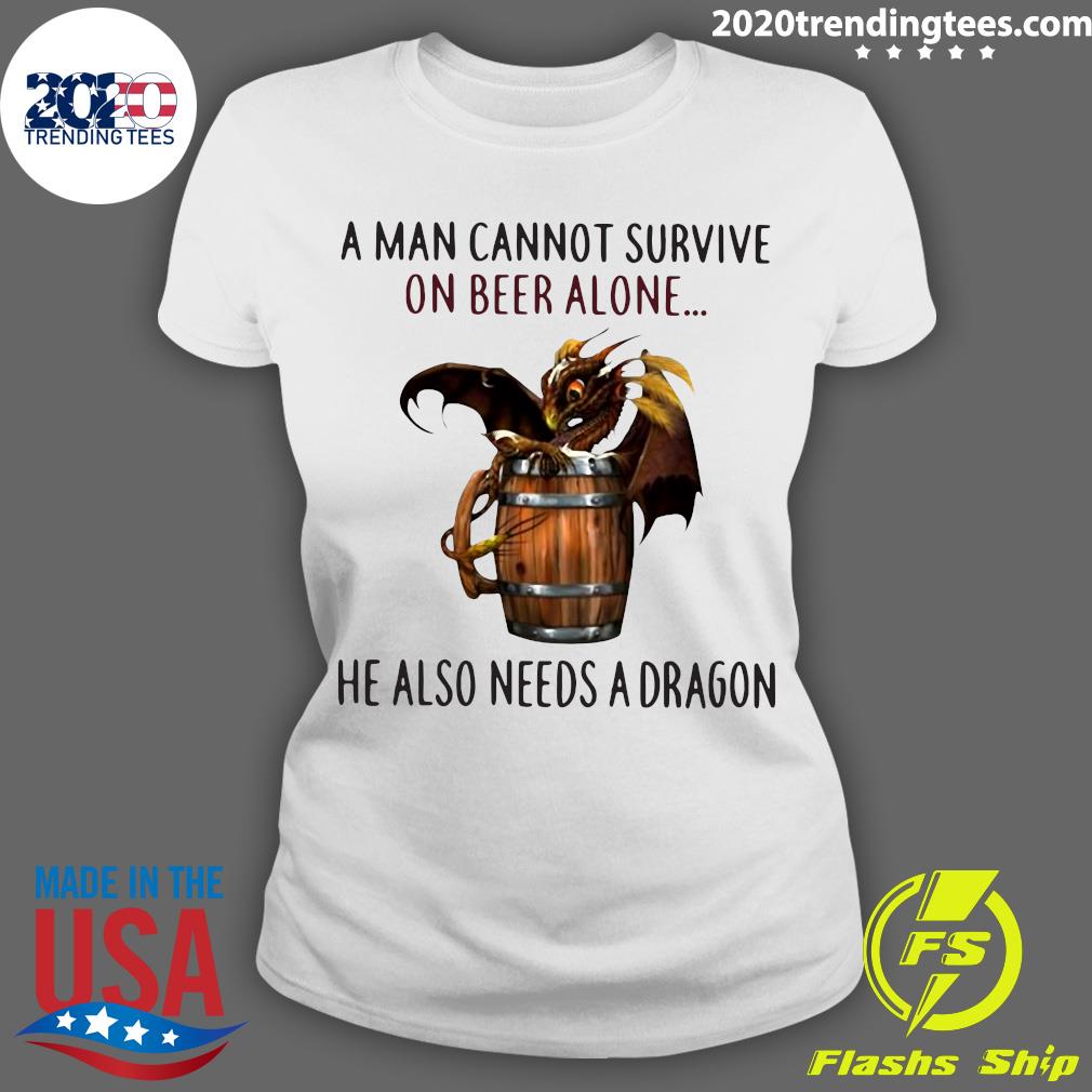 A Man Cannot Survive On Beer Alone He Also Needs - Adult & Kids T-Shirts, Sweatshirts & Hoodies apparel design preview 3
