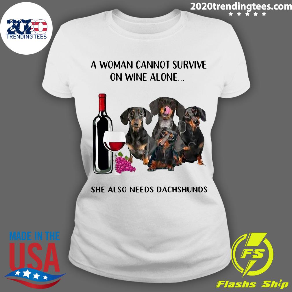 A Woman Cannot Survive On Wine Alone She Also Needs - Adult & Kids T-Shirts, Sweatshirts & Hoodies apparel design preview 3
