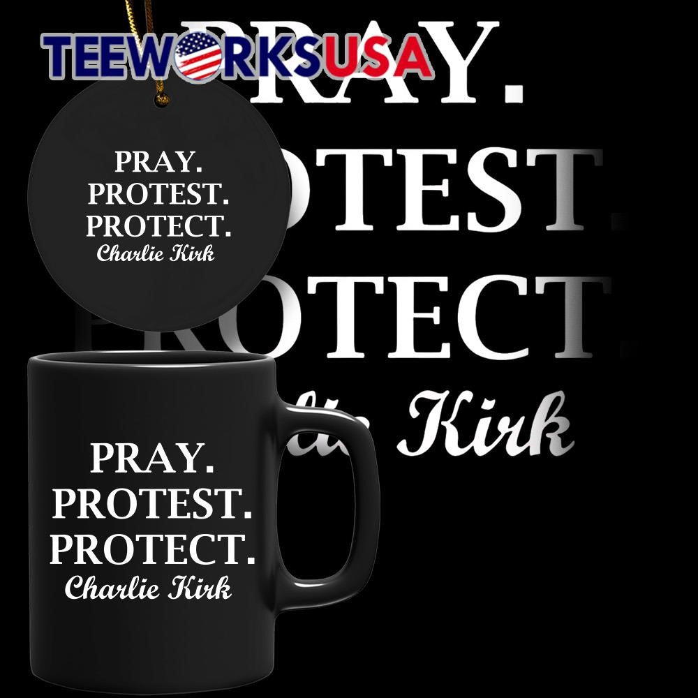 Pray Protest Protect Charlie Kirk - Adult & Kids T-Shirts, Sweatshirts & Hoodies apparel design preview 4