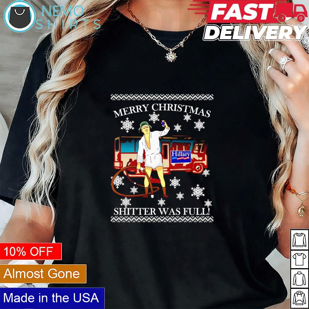 Donald Trump Cousin Eddie Merry Christmas shitter was - Adult & Kids T-Shirts, Sweatshirts & Hoodies apparel design preview 1