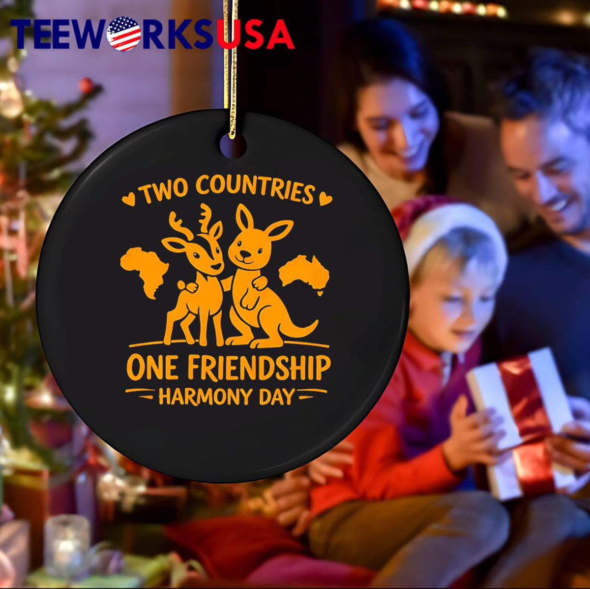 Two Countries Deer Kangaroo One Friendship Harmony - Adult & Kids T-Shirts, Sweatshirts & Hoodies apparel design preview 4