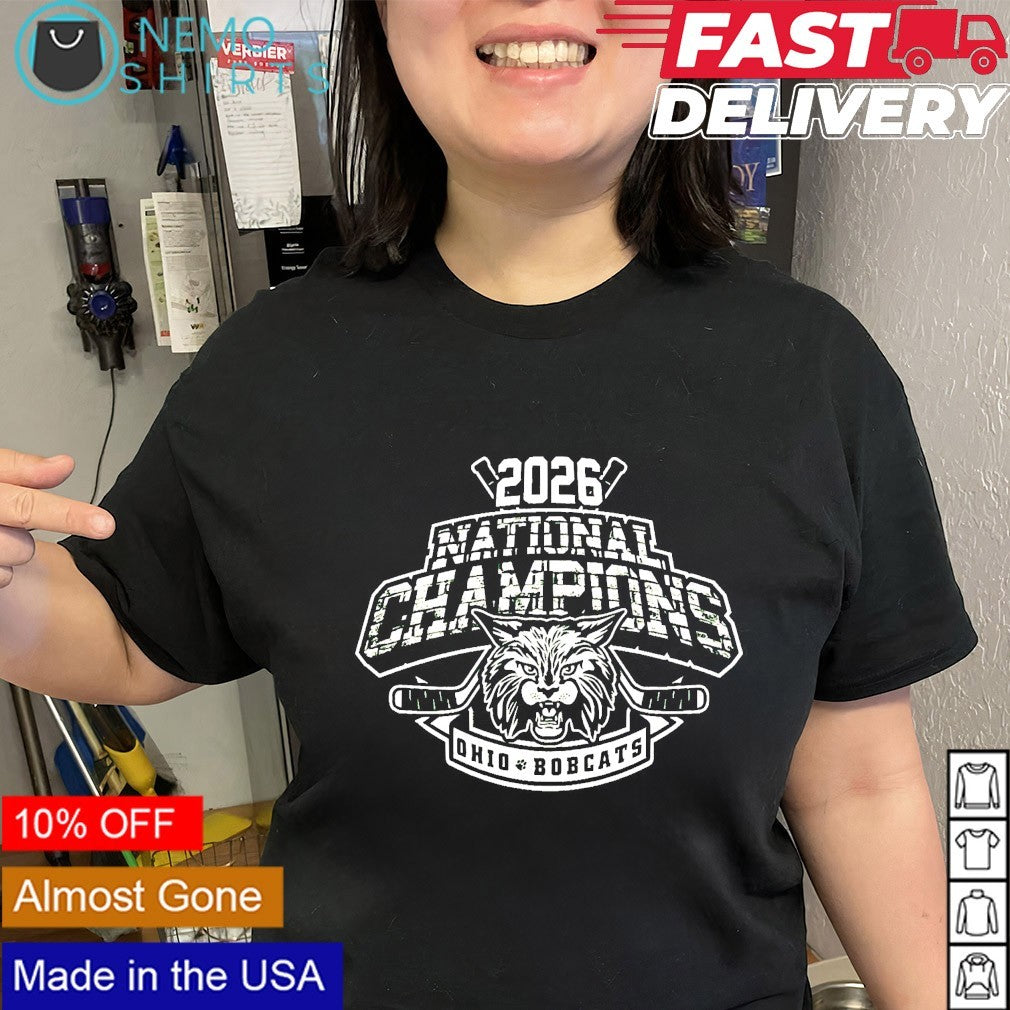 Ohio Bobcat hockey 2026 National Champions mascot - Adult & Kids T-Shirts, Sweatshirts & Hoodies apparel design preview 2