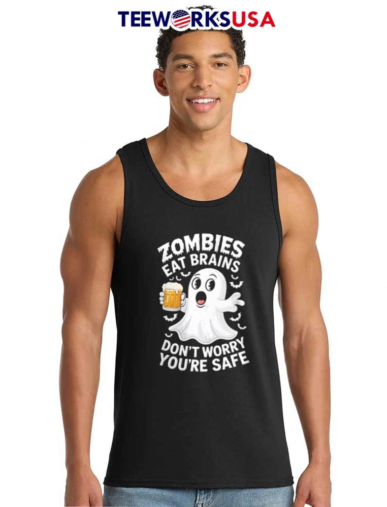 Zombies Eat Brains Dont Worry You Are Safe ghost - Adult & Kids T-Shirts, Sweatshirts & Hoodies apparel design preview 6