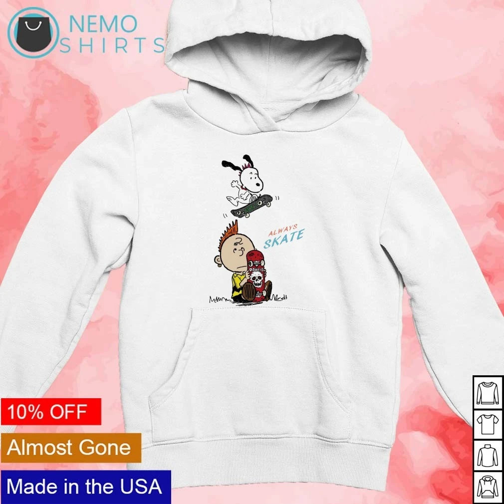 Charlie Brown and Snoopy Always Skate with NOFX - Adult & Kids T-Shirts, Sweatshirts & Hoodies apparel design preview 2