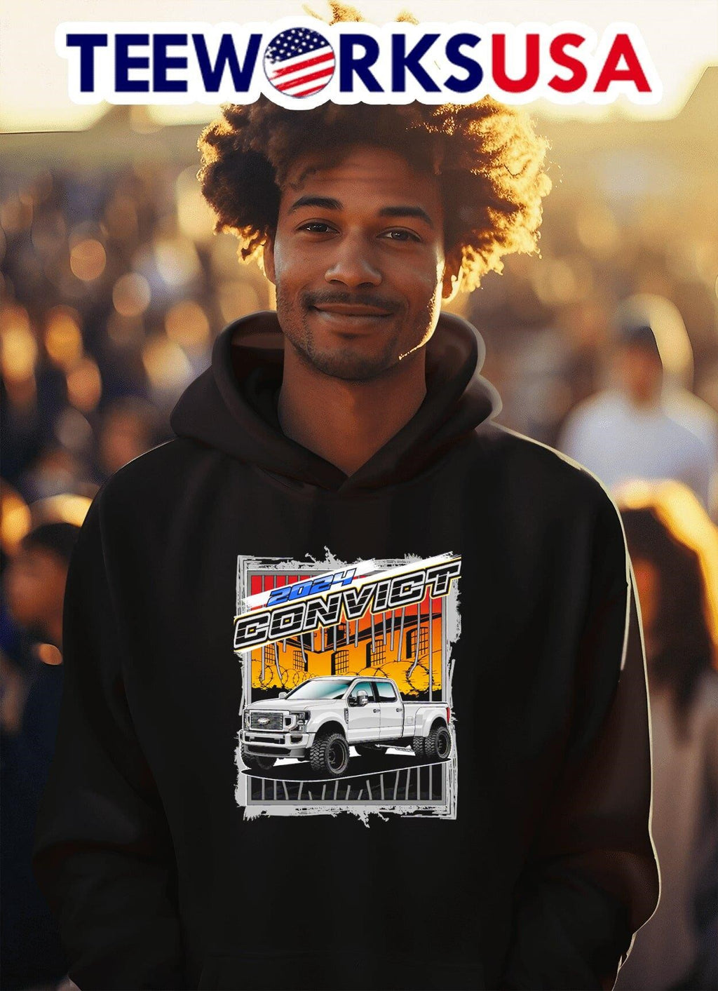2024 Convict truck car - Adult & Kids T-Shirts, Sweatshirts & Hoodies apparel design preview 2