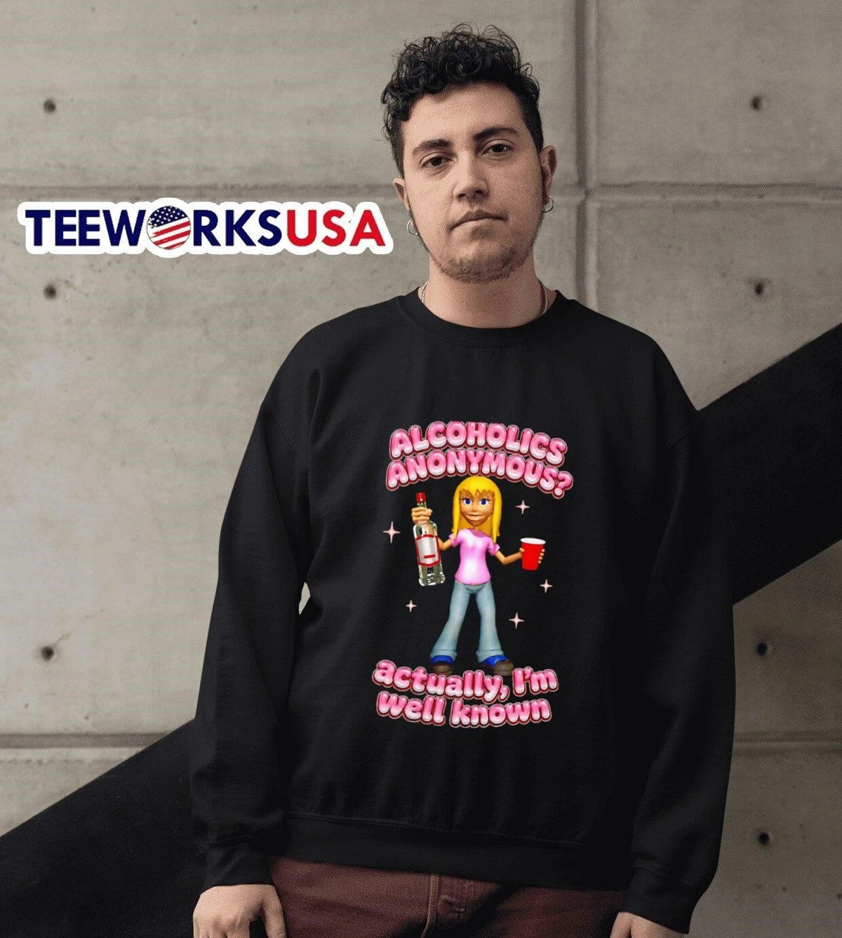 Alcoholics Anonymous Actually Im Well Known Cartoon - Adult & Kids T-Shirts, Sweatshirts & Hoodies apparel design preview 6