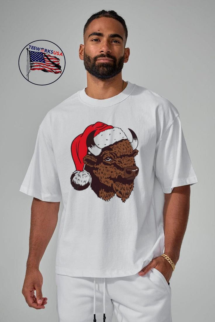 Santa Bison Buffalo - Adult & Kids T-Shirts, Sweatshirts & Hoodies apparel design preview 5