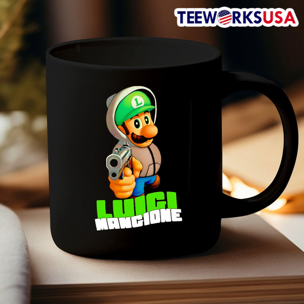 Luigi Mangione holding gun - Adult & Kids T-Shirts, Sweatshirts & Hoodies apparel design preview 3