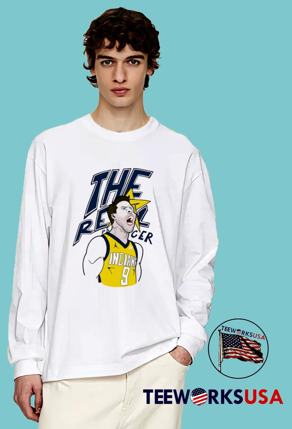 The Real Pacers T. J. McConnell caricature cartoon - Adult & Kids T-Shirts, Sweatshirts & Hoodies apparel design preview 4