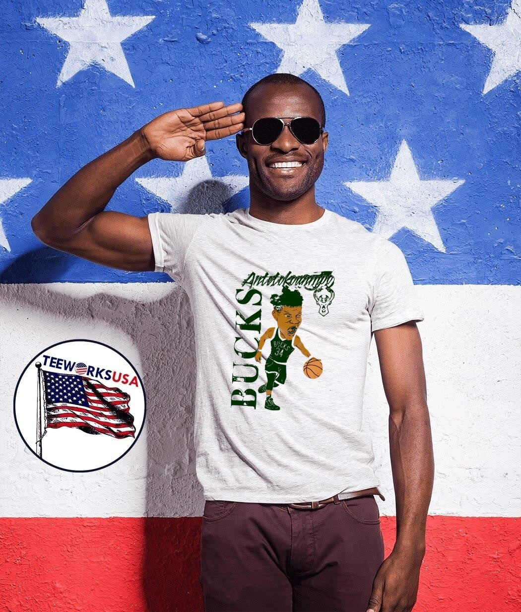 Antetokounmpo Bucks caricature cartoon - Adult & Kids T-Shirts, Sweatshirts & Hoodies apparel design preview 1