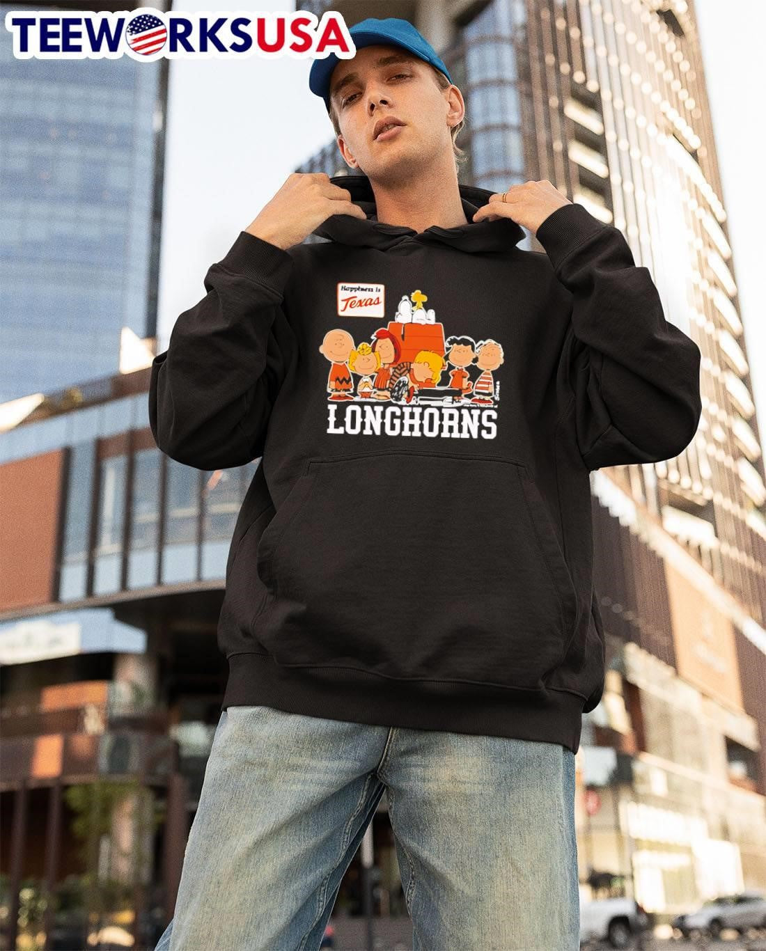 Texas Longhorn The Peanuts Happiness - Adult & Kids T-Shirts, Sweatshirts & Hoodies apparel design preview 3