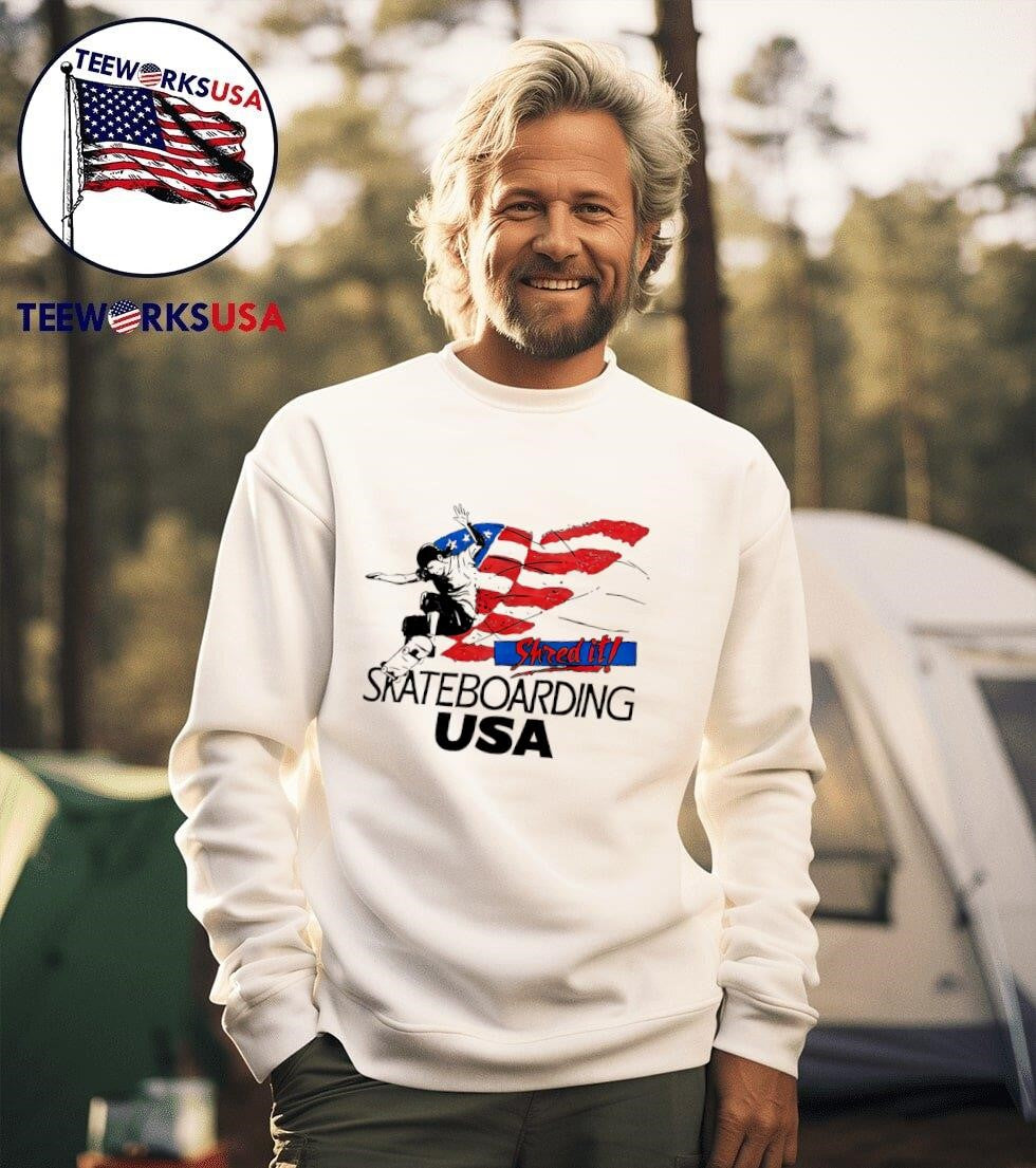 USA Shred it skateboarding - Adult & Kids T-Shirts, Sweatshirts & Hoodies apparel design preview 3