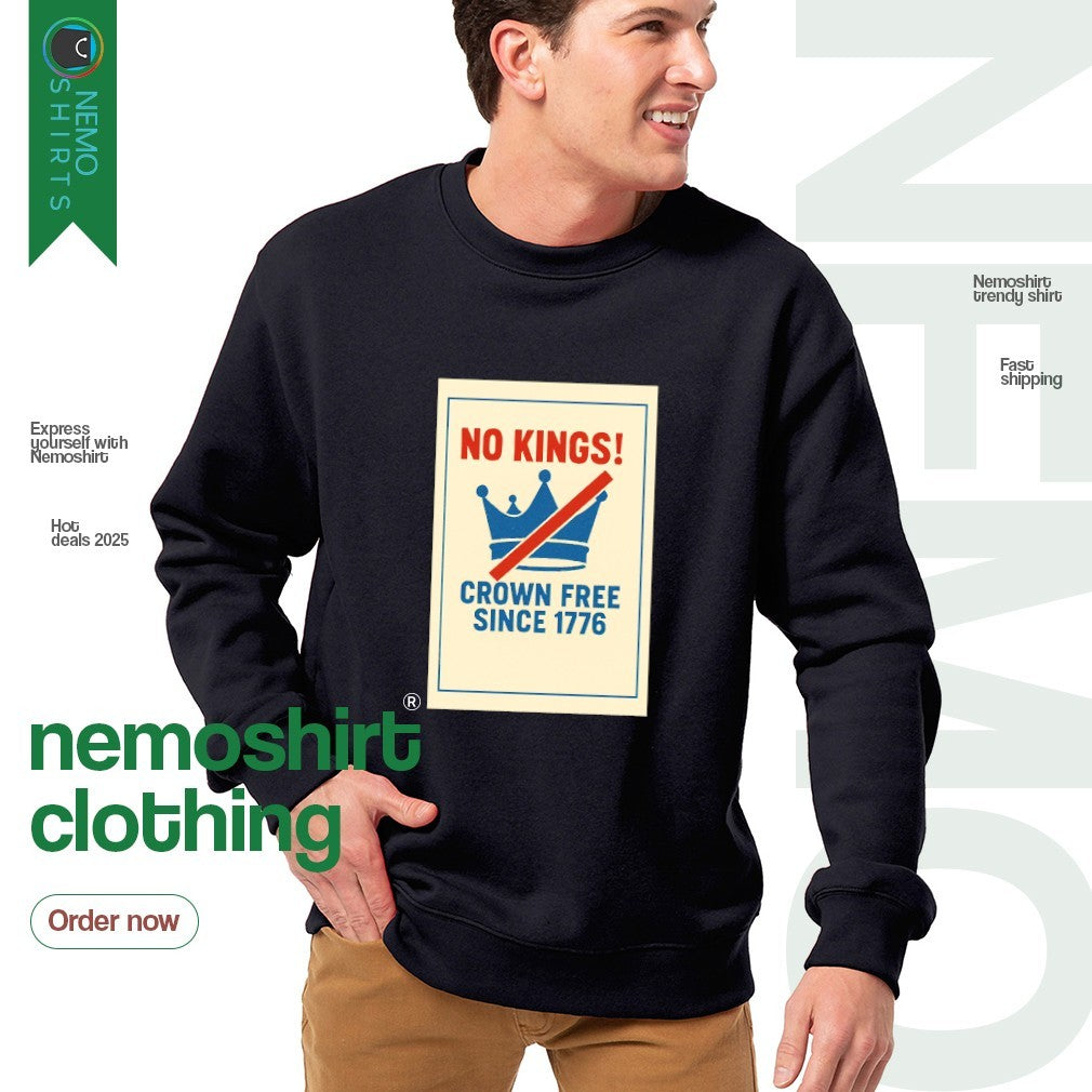 No kings crown free since 1776 - Adult & Kids T-Shirts, Sweatshirts & Hoodies apparel design preview 4