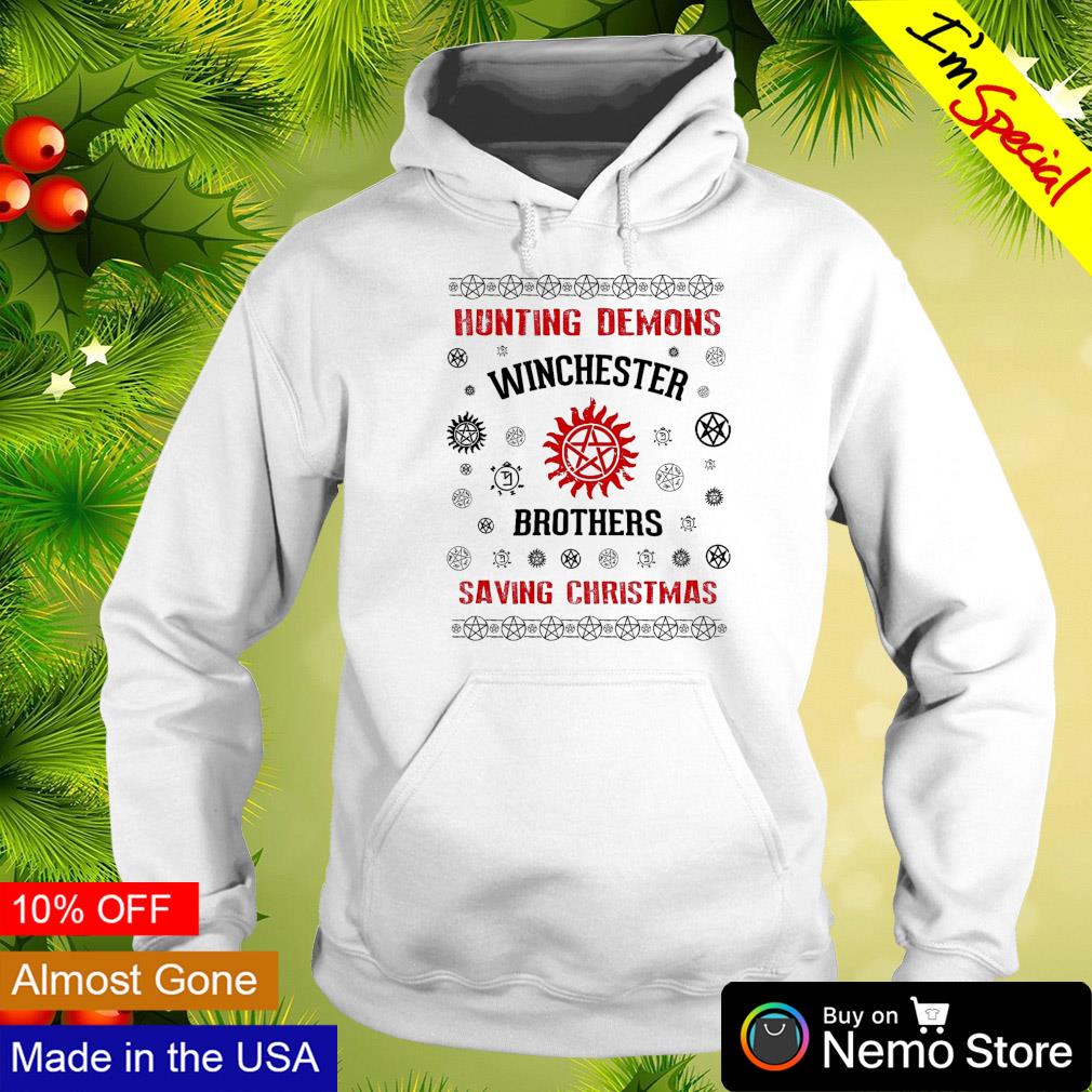 Hunting demons Winchester Brothers saving Christmas - Adult & Kids T-Shirts, Sweatshirts & Hoodies apparel design preview 2