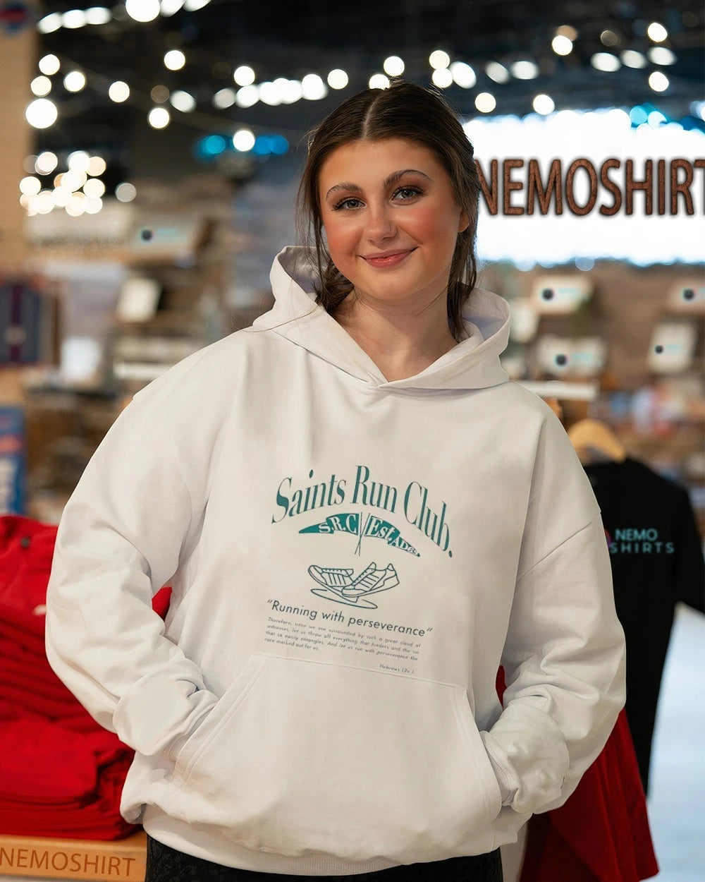 Saints run club running with perseverance - Adult & Kids T-Shirts, Sweatshirts & Hoodies apparel design preview 3
