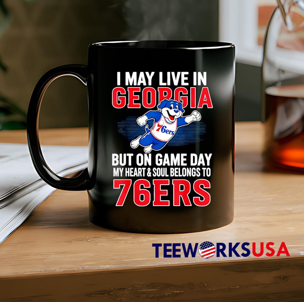 I may live in Georgia but on game day my heart and - Adult & Kids T-Shirts, Sweatshirts & Hoodies apparel design preview 2