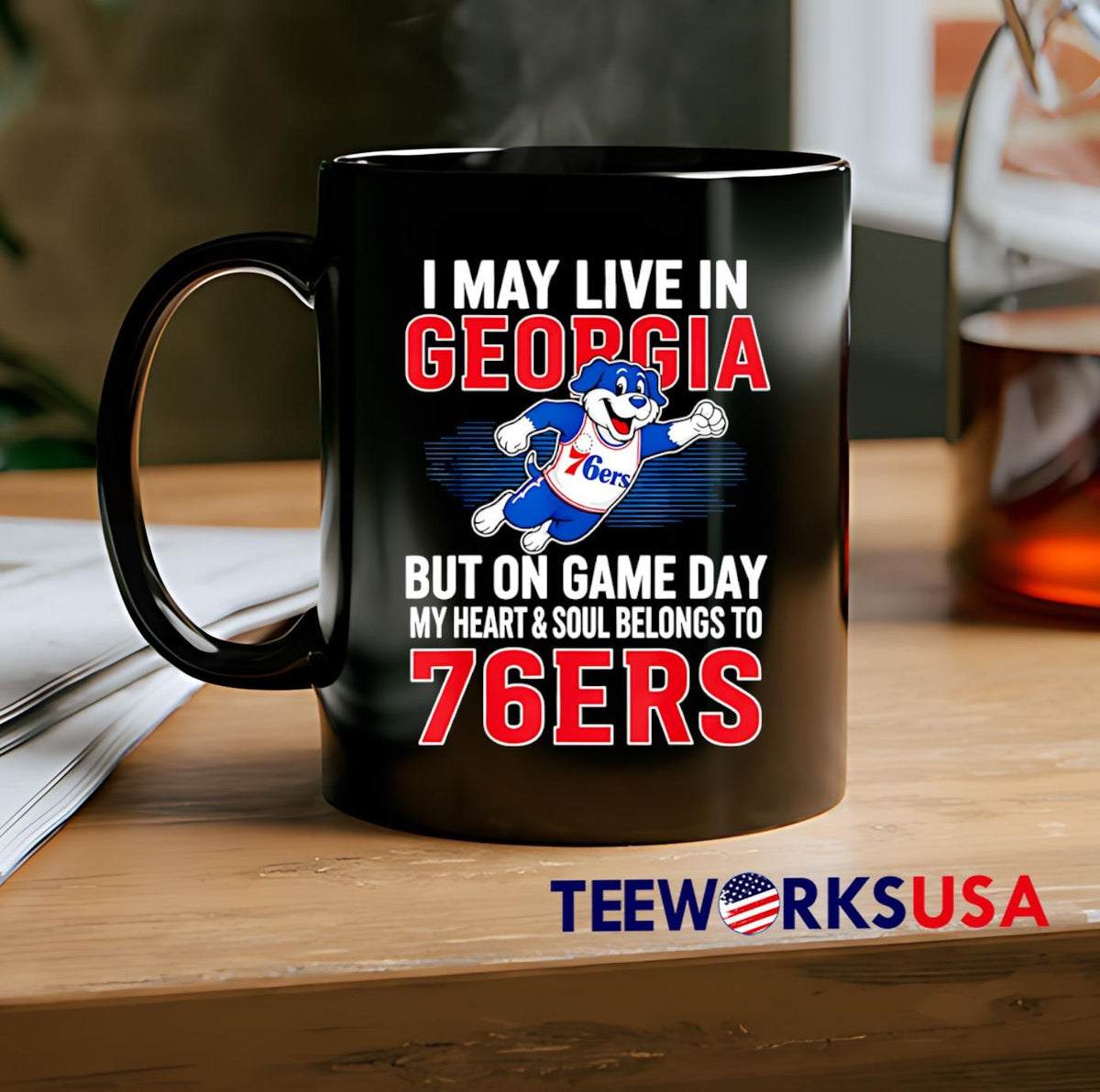 I may live in Georgia but on game day my heart and - Adult & Kids T-Shirts, Sweatshirts & Hoodies apparel design preview 2