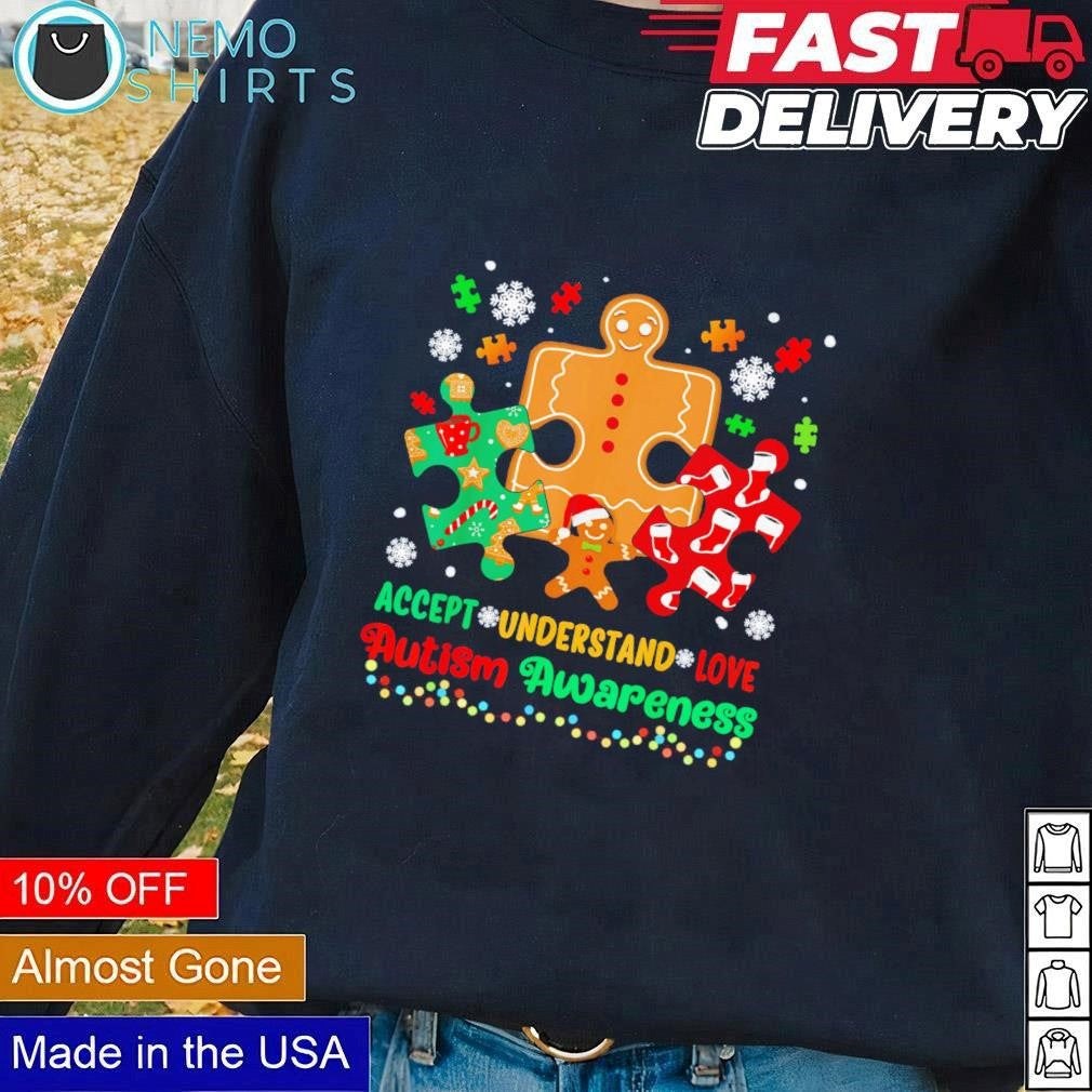 Accept understand love autism awareness Christmas - Adult & Kids T-Shirts, Sweatshirts & Hoodies apparel design preview 1
