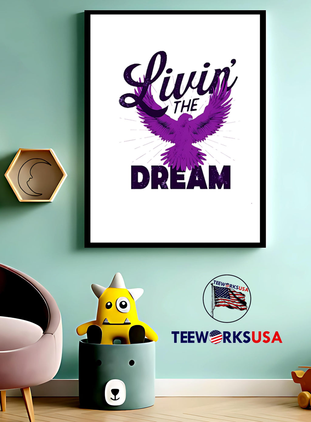 Livin' the Dream Eagles - Adult & Kids T-Shirts, Sweatshirts & Hoodies apparel design preview 3