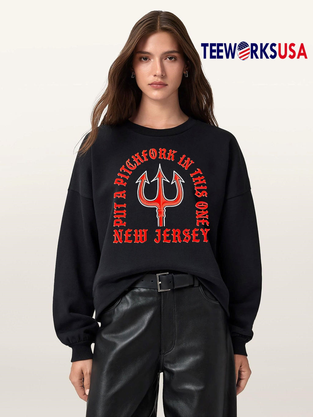 Put a pitchfork in this one new jersey logo - Adult & Kids T-Shirts, Sweatshirts & Hoodies apparel design preview 5