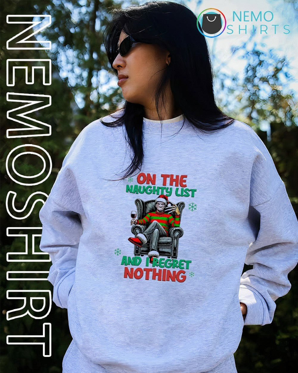 On the naughty list and I regret nothing Freddy - Adult & Kids T-Shirts, Sweatshirts & Hoodies apparel design preview 4