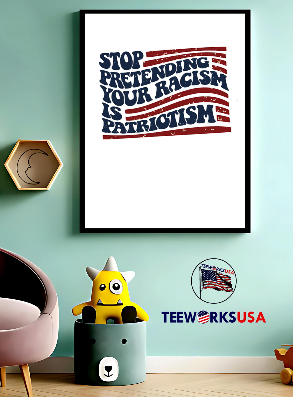 Stop pretending your racism is patriotism Anti Trump - Adult & Kids T-Shirts, Sweatshirts & Hoodies apparel design preview 3