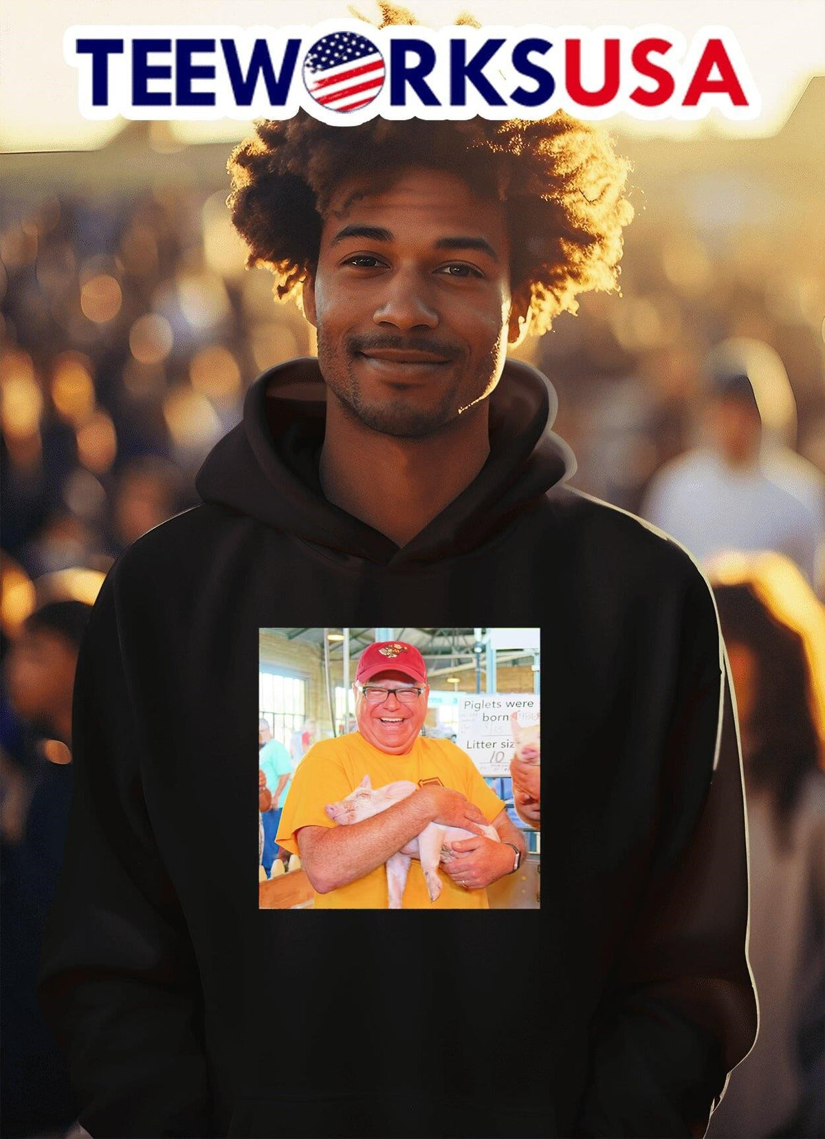 Tim Walz hug pig big dad energy - Adult & Kids T-Shirts, Sweatshirts & Hoodies apparel design preview 2