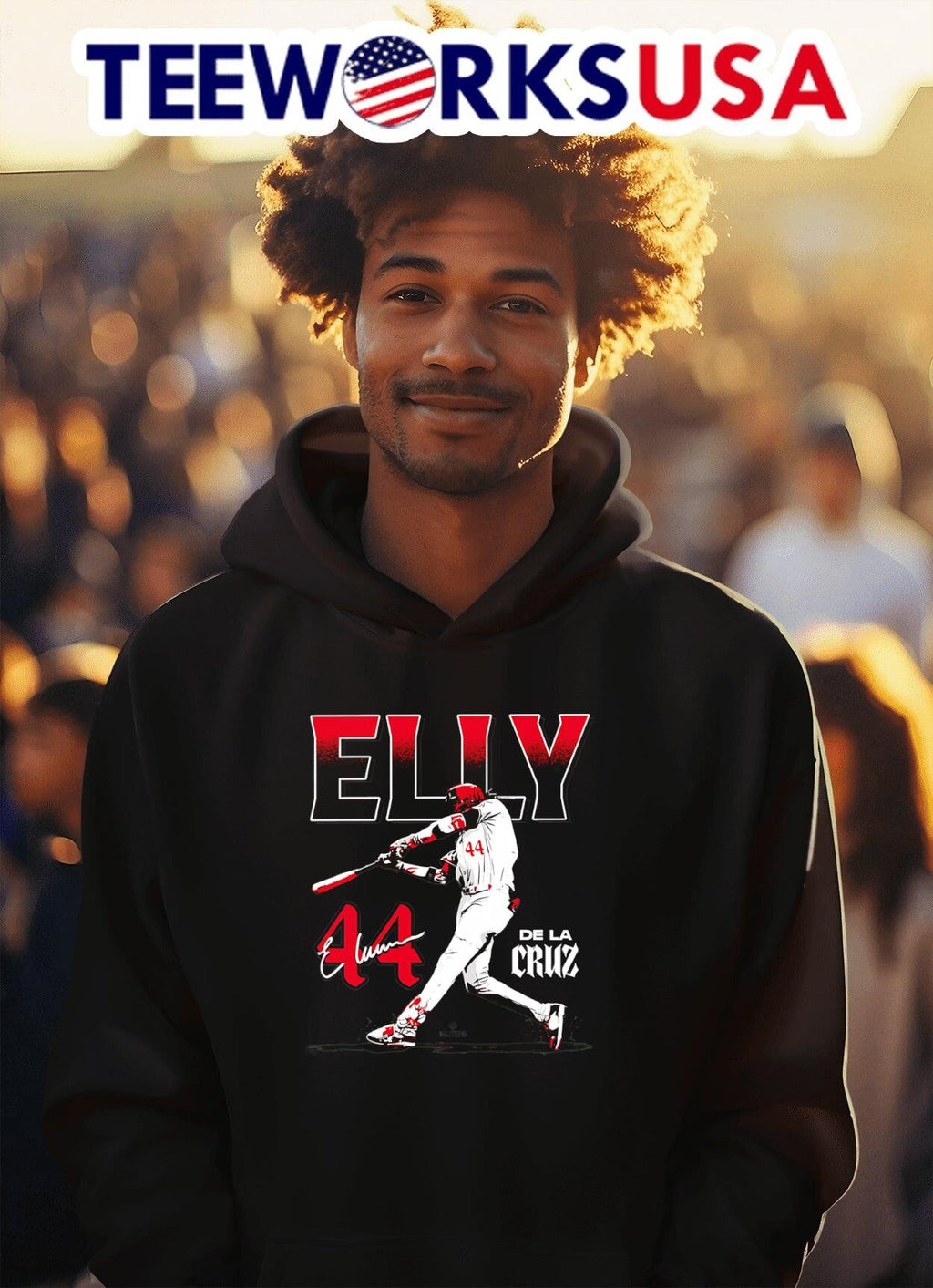 Elly De La Cruz Dynamic Attack Cincinnati Reds - Adult & Kids T-Shirts, Sweatshirts & Hoodies apparel design preview 2