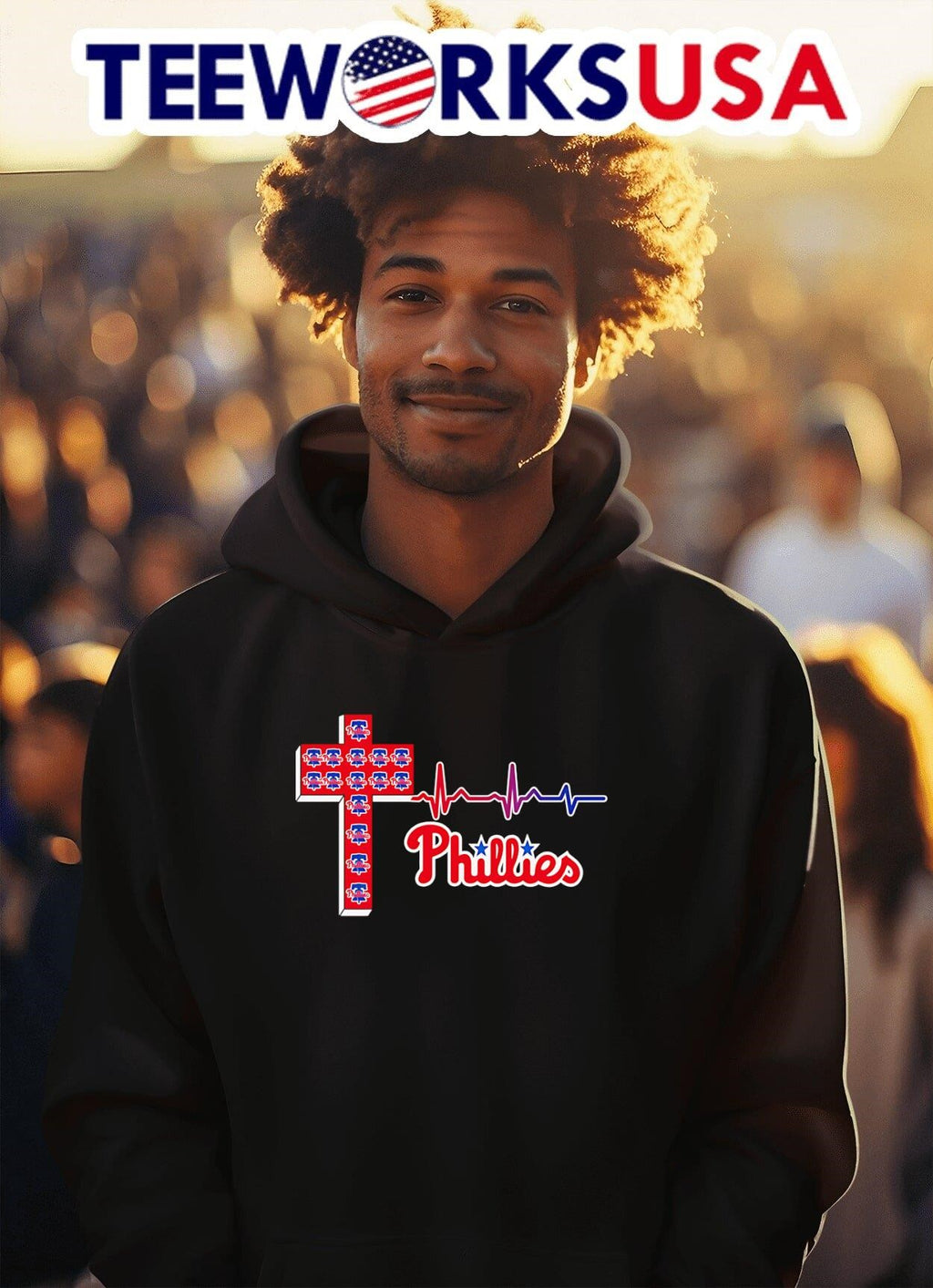 Cross heartbeat Philadelphia Phillies - Adult & Kids T-Shirts, Sweatshirts & Hoodies apparel design preview 2