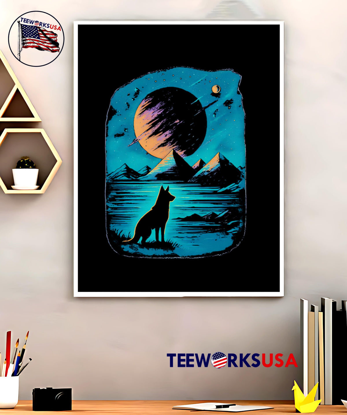 Celestial German Dog Shepherd Landscape - Adult & Kids T-Shirts, Sweatshirts & Hoodies apparel design preview 5