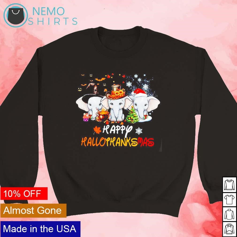 Happy hallothanksmas elephants - Adult & Kids T-Shirts, Sweatshirts & Hoodies apparel design preview 3